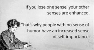 no sense of humour increased self importance