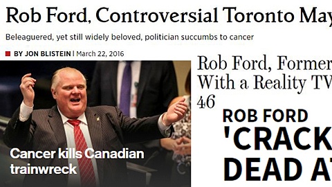 rob ford dead headlines