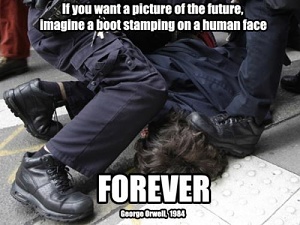 boot on a human face