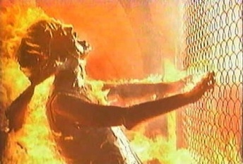 woman in flames