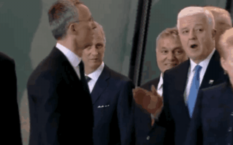 trump shoves PM of Montenegro